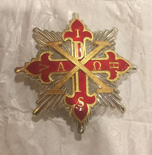 Placca da Cavaliere di Merito realizzata in argento 925 placcato oro a 24 ct.
