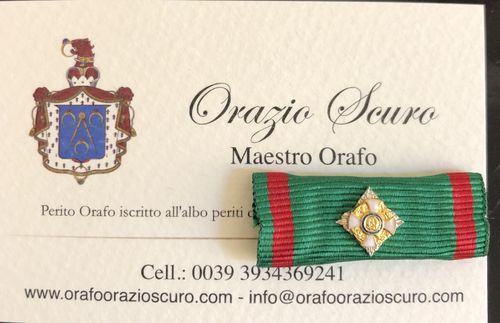 Nastrino da Gran Ufficiale Ordine al Merito Repubblica Italiana in argento 925 placcato oro a 24 ct.